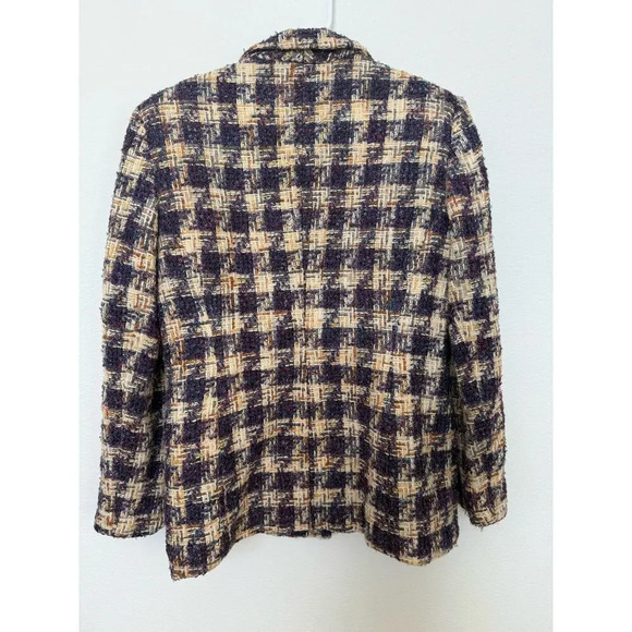 Vintage Oscar by Oscar de la‎ Renta Purple Plaid Tweed Wool/Alpaca Blazer 12 - Picture 8 of 11